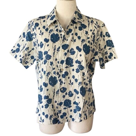 Caron Callahan 100% Linen April Shirt Floating Floral Women’s Small - Picture 2 of 8
